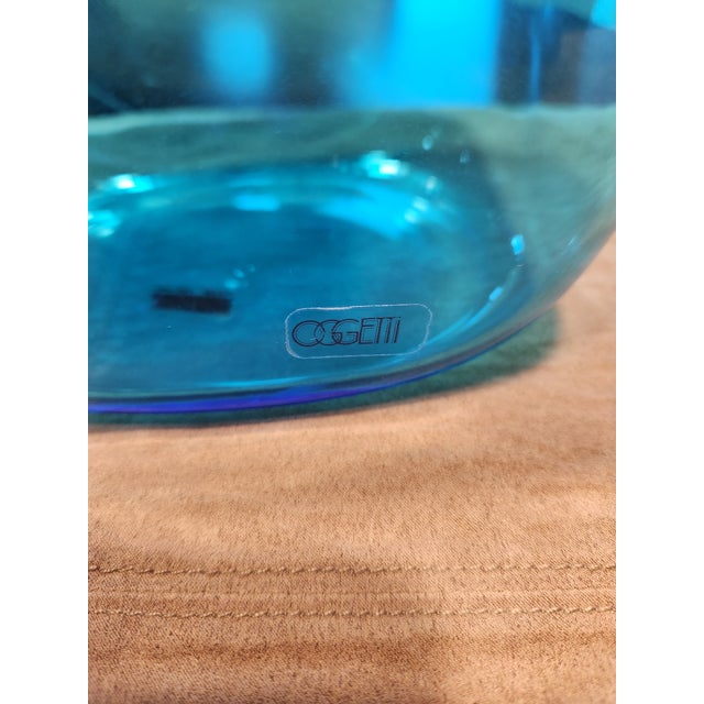 Mid 20th Century Vintage Murano Oggetti Fent Italy Blue Glass Sculpture Bottle - Signed Leo De Carlo for Oggetti For Sale - Image 5 of 10