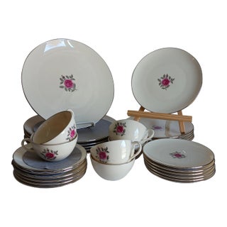 Lenox Roses Ballad Dinnerware Usa Six of 12 5-Pc Place Settings- 30 Pieces Unused With Orig Feltsg For Sale