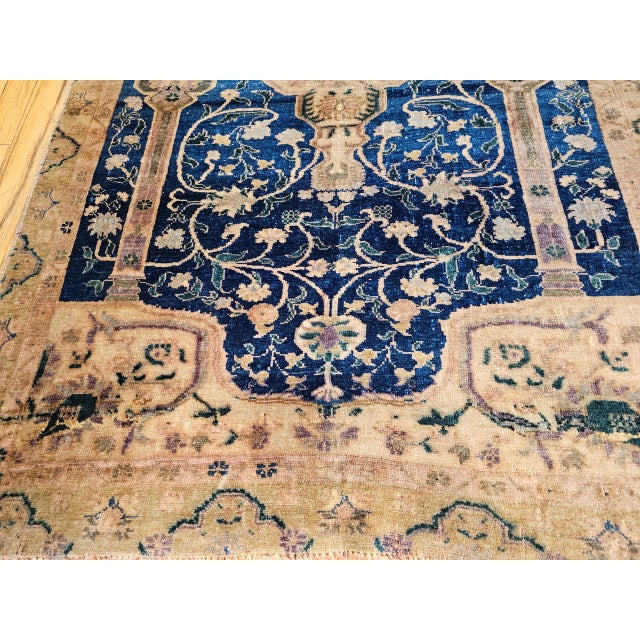 Vintage Turkish Oushak Area Rug, Wool Pile, Royal Blue & Tan, 1900s, 5' x 7' For Sale - Image 13 of 15