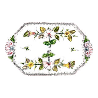 Vintage Portugal Hand Painted Serving Tray For Sale