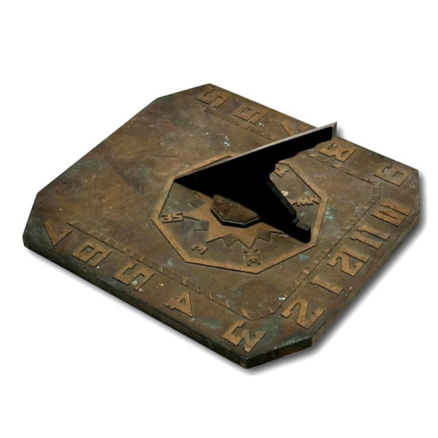 Unusual & Very Good Quality Art Deco Antique American Solid Cast Bronze Garden Sundial - Circa Early 20th Century For Sale - Image 14 of 18