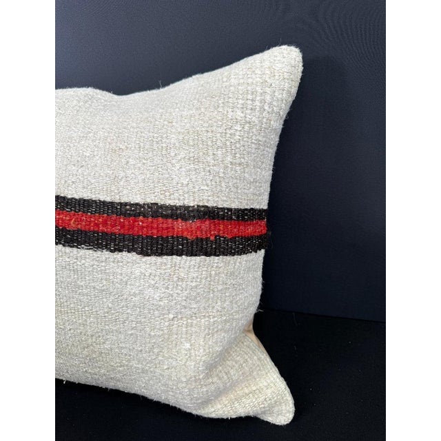 Contemporary Turkish Hemp Pillow Cushion Natural Beige Black Cushion Cover 20"x20" For Sale - Image 3 of 4
