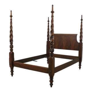 Hickory Chair Co Plantation Queen Size Mahogany Poster Bed For Sale