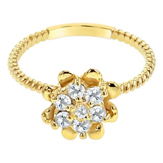 Diamond Tulip Flower Ring .25cttw 14k Yellow Gold, Size 3 For Sale