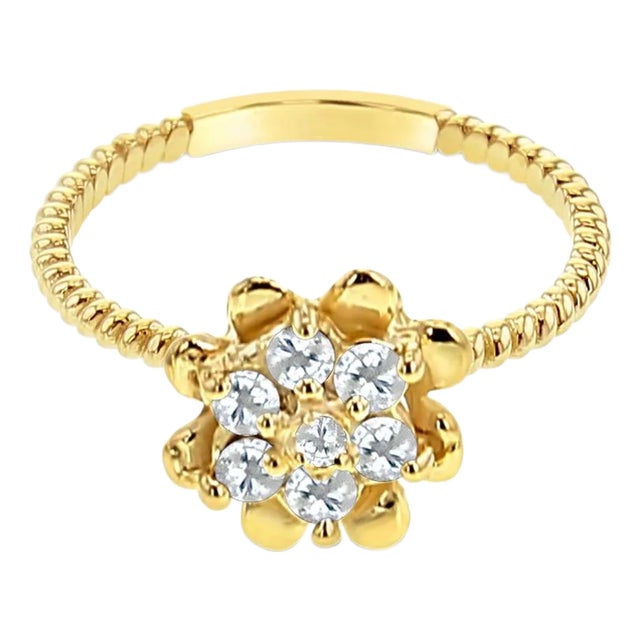 Diamond Tulip Flower Ring .25cttw 14k Yellow Gold, Size 3 For Sale