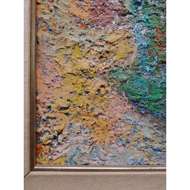 Textile Manuel De Arce 1970s Pointillism Oil Painting, Nude Female in Lavatory For Sale - Image 7 of 11