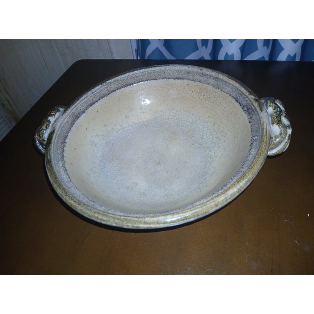 Rustic Mid Century Hand Thrown Stoneware Studio Pottery Centerpiece Bowl For Sale - Image 9 of 11