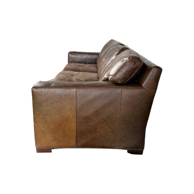 Crate and Barrel Leather Sleeper Sofa For Sale - Image 9 of 12