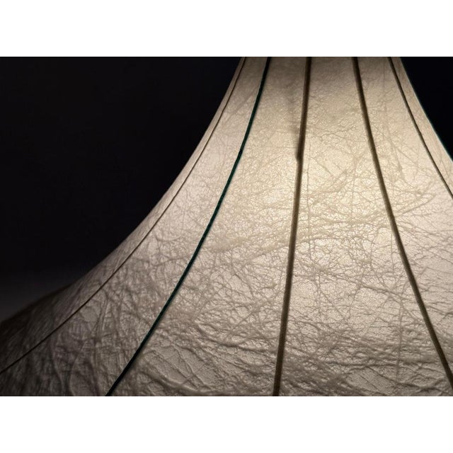 Cocoon Hanging Lamp in the Shape of Tulipan with Turquoise Stripes, 1960s For Sale - Image 3 of 18