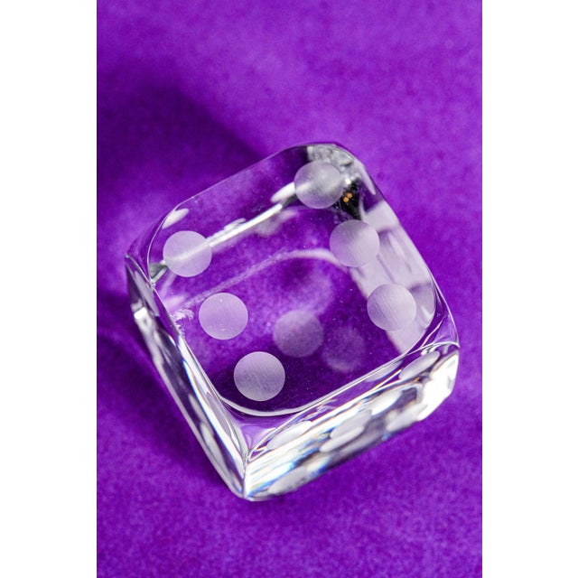 Pair of Large Decorative Vintage Baccarat Crystal Glass Dice Paperweight Display For Sale - Image 10 of 13