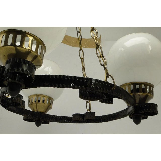 1970s Glass and Steel Ceiling Light, Poland, 1970s For Sale - Image 5 of 11