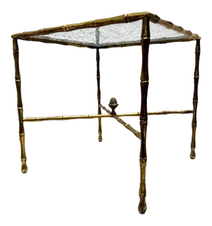 1950s Faux Bamboo Brass Square Side Table Arturo Pani