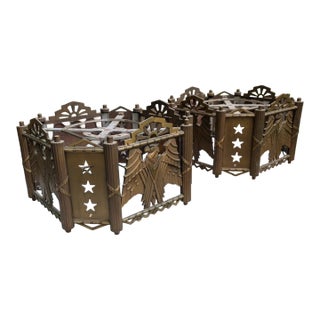 Antique American Art Deco Architectural Bronze Eagle Chandeliers - a Pair For Sale