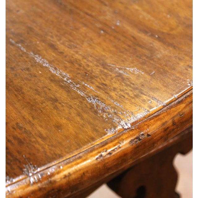 19th C. Spanish Carved Walnut Serpentine Desk With Four Drawers on Trestle Base For Sale - Image 15 of 15