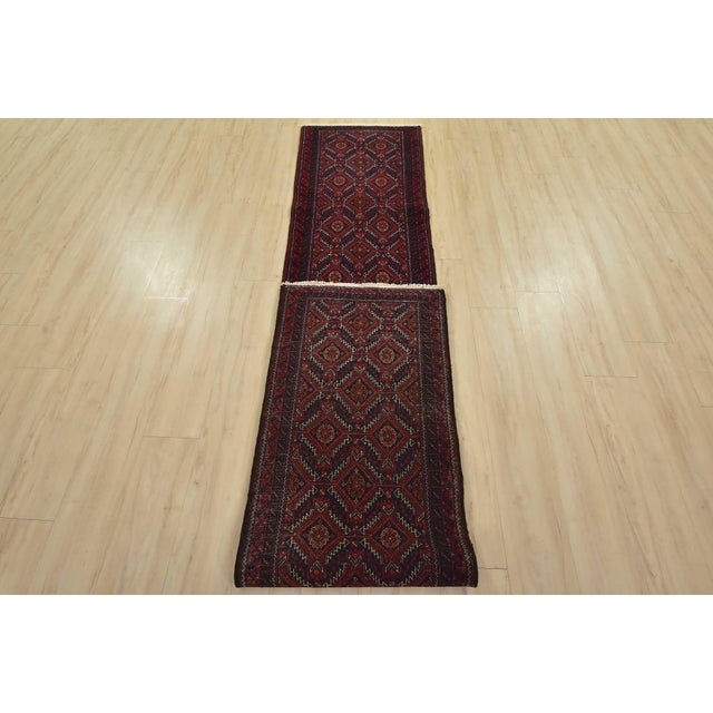 Baloch Runner 2’2” X 11’6” Blue Wool Vintage Tribal Hand-Knotted Oriental Rug For Sale - Image 11 of 12