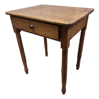 Antique Country Sheraton Pine One-Drawer Side Table For Sale