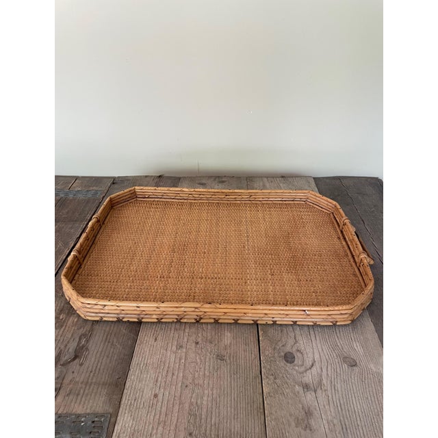 Cane and Bamboo Tray, 1950s, in Very Good conditions. Designed 1950 to 1959