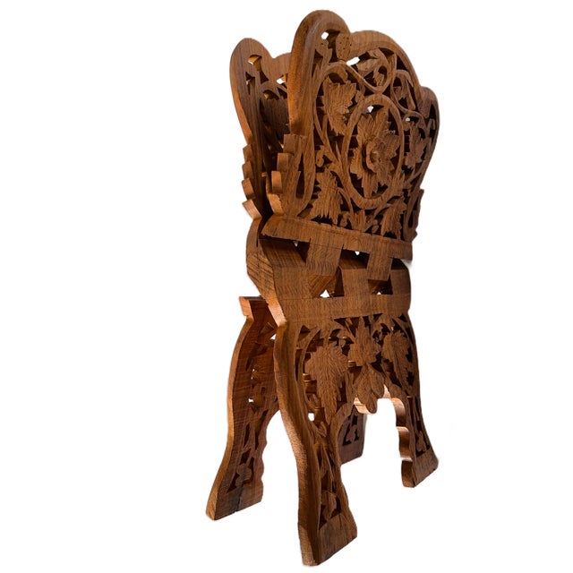 Wood Late 20th Century Indian Hand-Carved Sandalwood Book Stand For Sale - Image 7 of 7