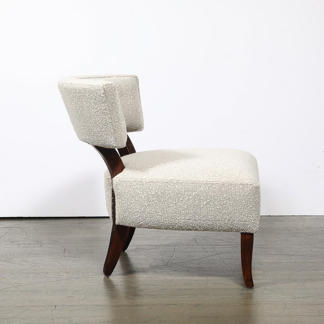 1950s Pair of Mid-Century Curved Slipper Chairs W/ Bouclé Upholstery by Billy Haines For Sale - Image 5 of 13