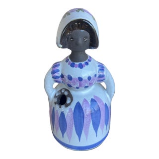 Folk Art Mid Century Sweden Deco Helsingborg Decorative Black Girl Bud Vase For Sale