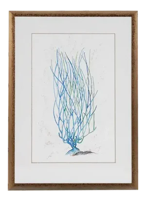 1990s Abstract Blue Coral Reef Print, Framed