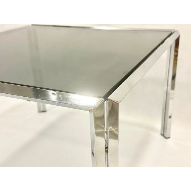 Silver Mid-Century Chrome and Smoked Glass Coffee Table, 1980s For Sale - Image 8 of 10