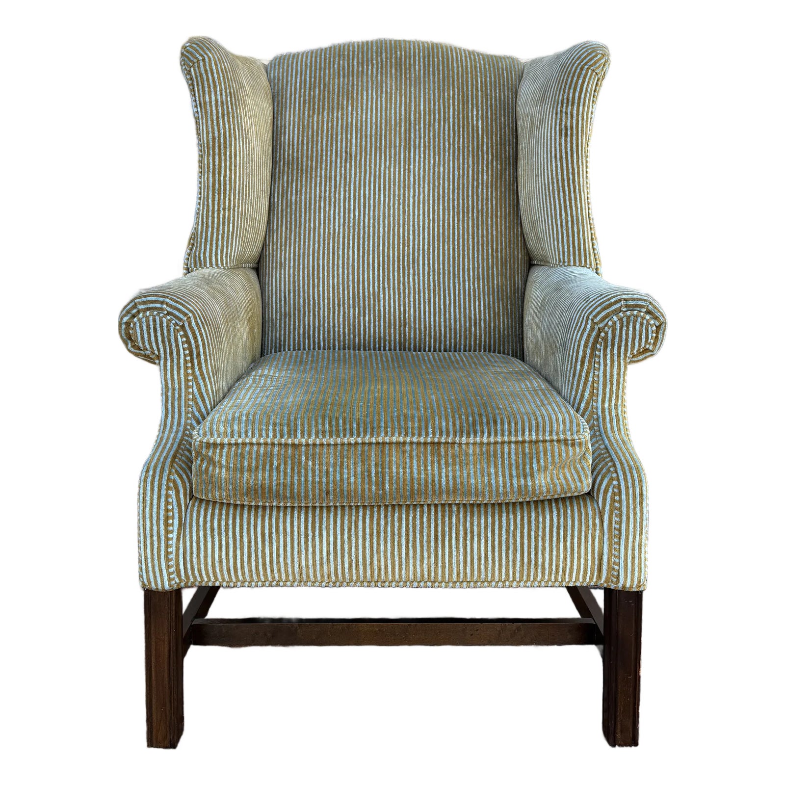 Vintage Ethan Allen Traditional Chippendale Wingback Lounge Chair