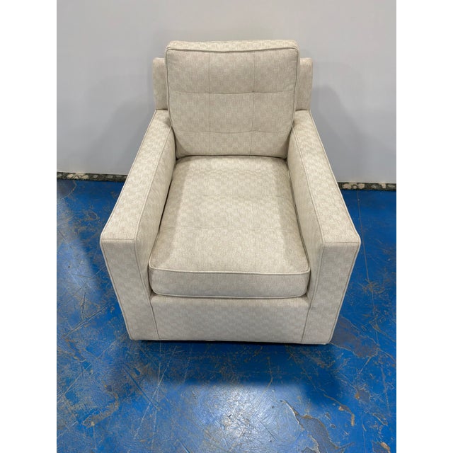 Textile Theodore Alexander Swivel Trac Arm Chair For Sale - Image 7 of 8