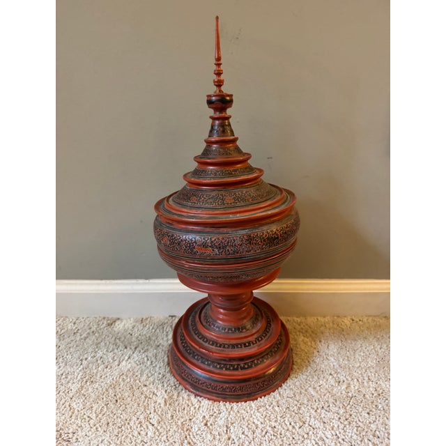 Antique Burmese Hsun-Ok Ceremonial Offering Vessel | Yun Lacquerware | Late 19th / Early 20th Century For Sale - Image 4 of 10