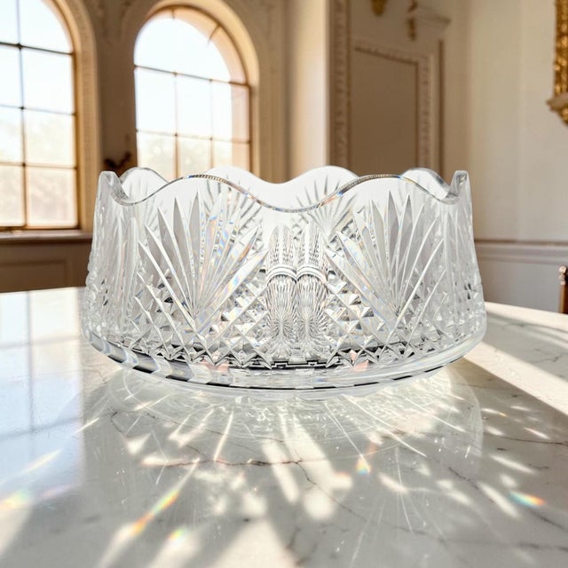 Late 20th Century Signed Waterford Master Cutter Heavy Crystal Centerpiece Bowl For Sale - Image 13 of 16