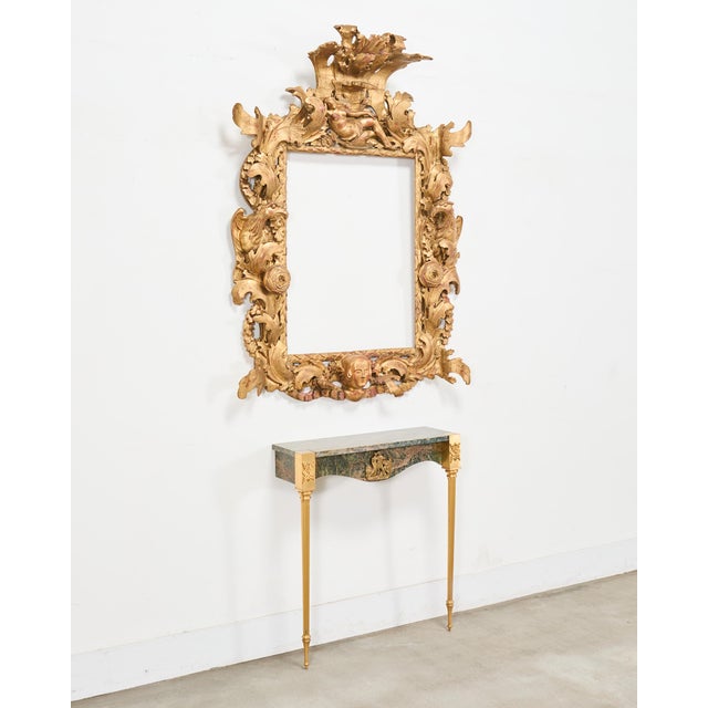 18th Century Italian Baroque Carved Giltwood Picture Mirror Frame For Sale - Image 12 of 18