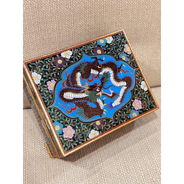 Late 19th Century Japanese Cloisonne Enamel Dragon Trinket Box Attributed to Inaba, Meiji For Sale - Image 5 of 12
