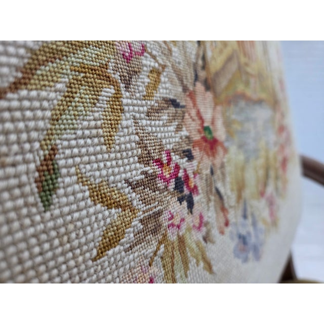 Beige Vintage Danish Highback Armchair in Hand Woven Wool, 1950s For Sale - Image 8 of 18