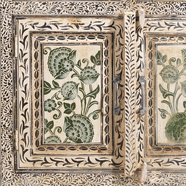 Oriental Cream Floral Cabinet, 1940s For Sale - Image 9 of 11