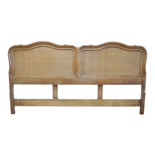 Traditional Queen Wooden Headboard With Rattan For Sale