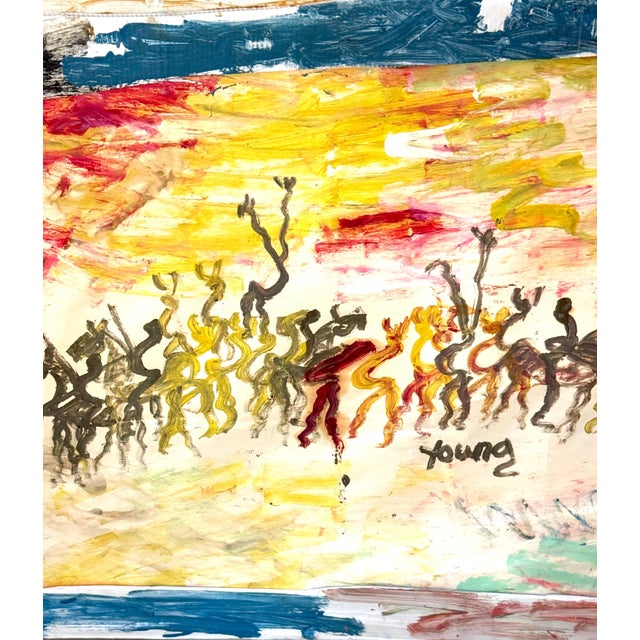 Purvis Young (American, 1943–2010) “Warriors Beneath a Burning Sky” For Sale - Image 13 of 18