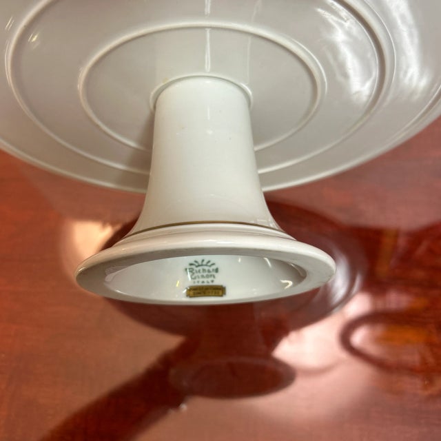 White Richard Ginori Italy Porcelain Cake Plate Signed For Sale - Image 8 of 9