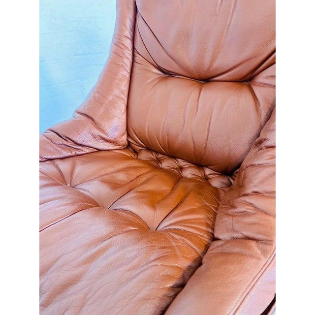 Vintage Danish Svend Skipper Swivel Lounge Chair in Cognac Leather, 1970s For Sale - Image 11 of 18