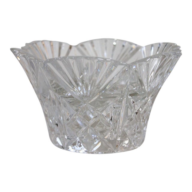 Vintage Bolsius France Clear Crystal Glass Taper or Tealight Candle Holder For Sale
