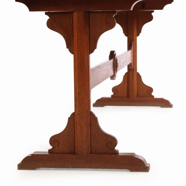 A Belgian Oak Monastery Trestle Table, C. 1880. For Sale - Image 4 of 4