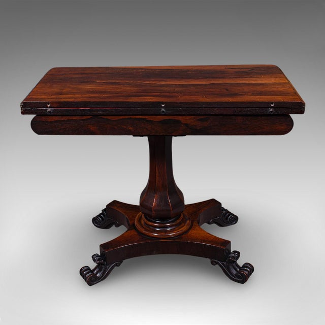 Antique Fold-Over Card Table, English, Games, Console, Bridge, Early Victorian For Sale - Image 6 of 12