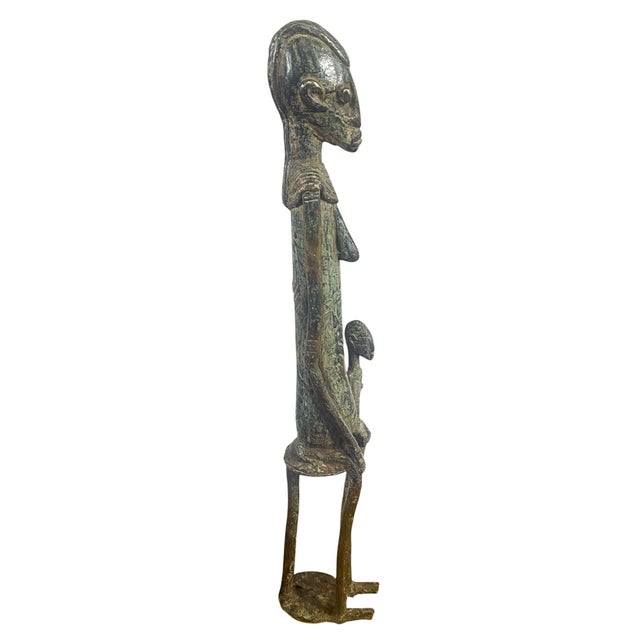 Vintage Dogon Bronze Maternity Figure Sculpture Giacometti Style Mali 13" H For Sale In New York - Image 6 of 6