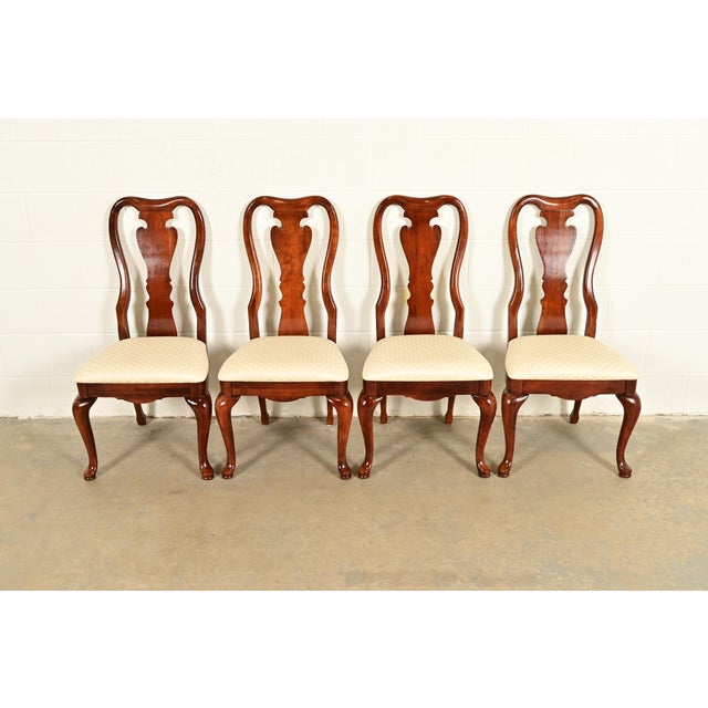 Thomasville Queen Anne Carved Solid Mahogany Dining Chairs | Set of Four For Sale - Image 13 of 13