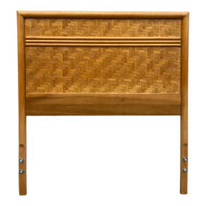 Dixie Woven Bamboo Rattan Herringbone Parquet Twin Headboard