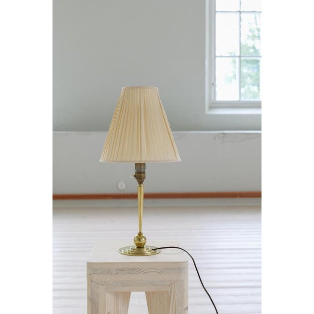 Art Deco Brass Table Lamp attributed to Lars Holmström, Sweden, 1930s For Sale - Image 3 of 14