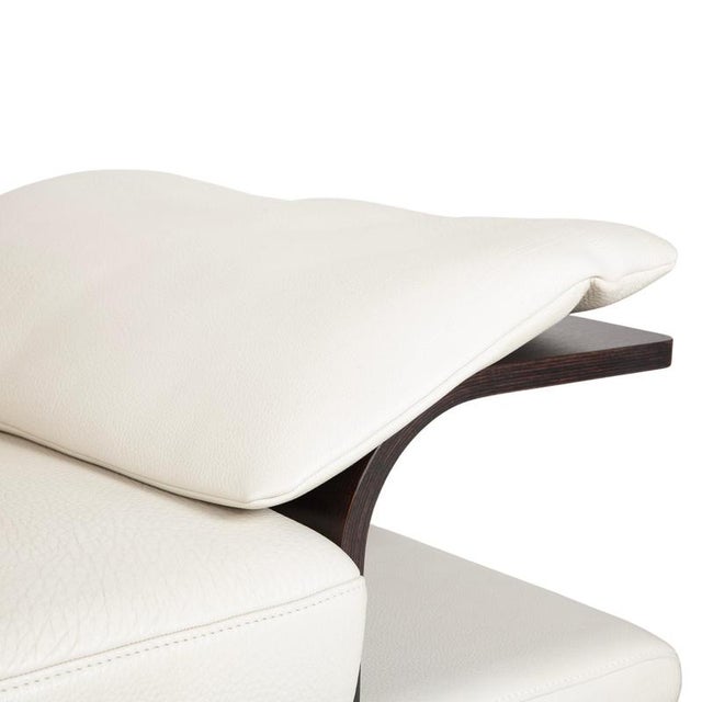 Leather and Wood Three-Seater Sofa in Cream White from Himolla For Sale - Image 4 of 16