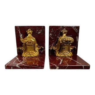 18th Century French Door Locks on Marble as Bookends - a Pair For Sale