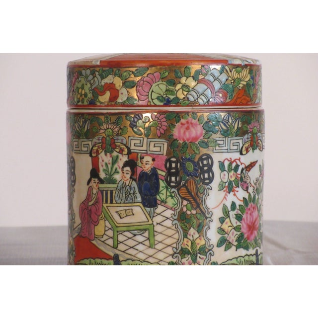 Asian 1930s Asian Cover Jars With People Motif - a Pair For Sale - Image 3 of 8