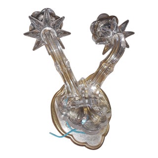 1940's French Regency Crystal/ Art Glass Star Floral Wall Sconce For Sale