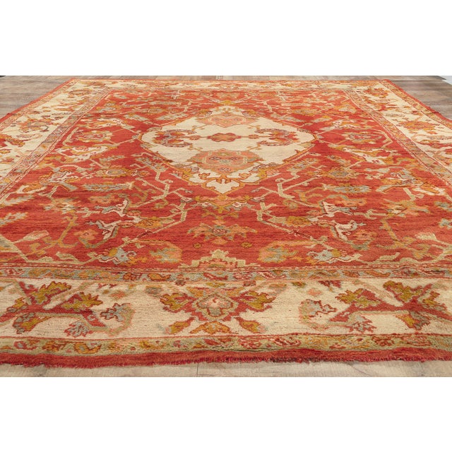 Red Antique Turkish Oushak Rug, 11'08 X 16'02 For Sale - Image 8 of 9